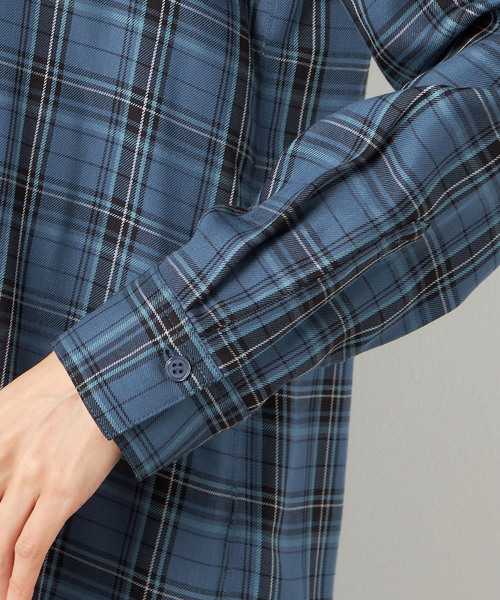 「A/C DESIGN BY ALPHA CUBIC」 長袖シャツ 13号 ブルー レディース_画像6