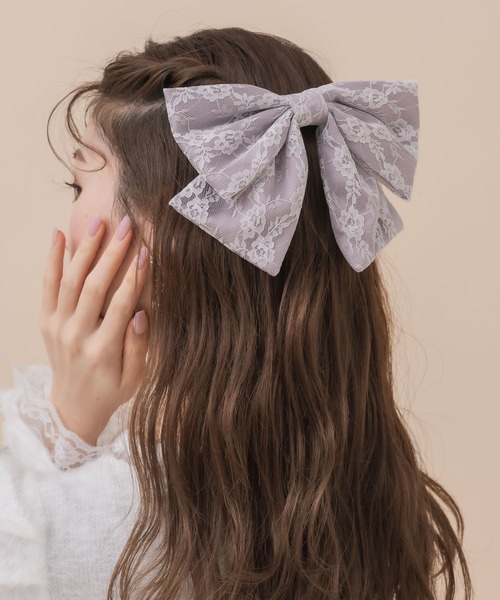 クチュールバイロジータ ヘアクリップ レースレイヤードリボンバレッタ