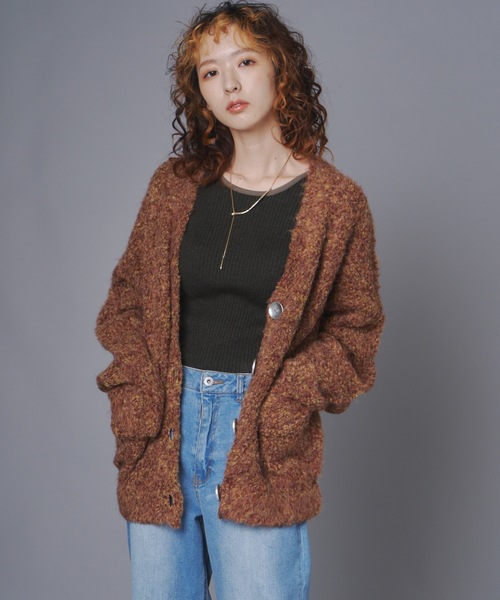 terrace カーディガン ブークレヤーンミックスニットカーディガン