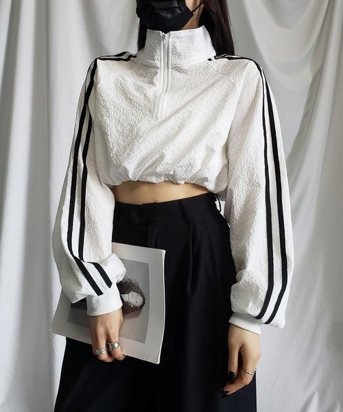 me+em select ホワイトオーバーサイズジャケット me+em select（ミームセレクト） ブルゾン アウター 「 裾絞り可能