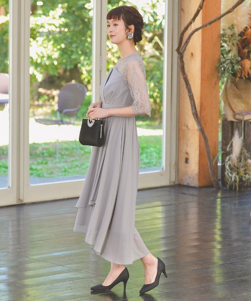 「Kana」 7分袖ワンピース M ネイビー レディース_画像3