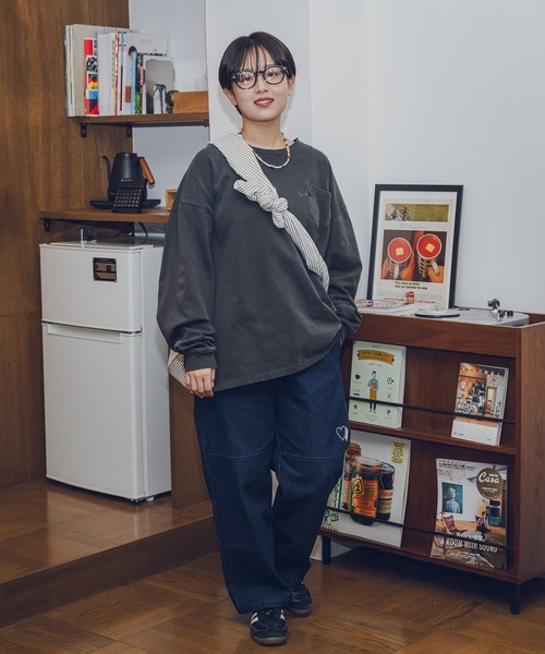 「kaoyorinakami」 長袖Tシャツ X-SMALL ブラック メンズ_画像2