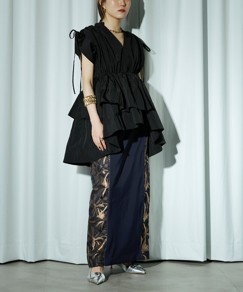 「Ezick」 長袖ブラウス FREE カーキブラウン レディース_画像3