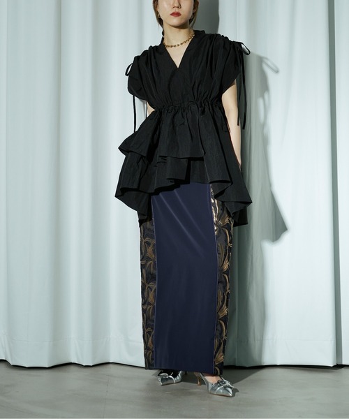 「Ezick」 長袖ブラウス FREE カーキブラウン レディース_画像4