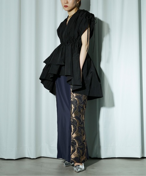 「Ezick」 長袖ブラウス FREE カーキブラウン レディース_画像5