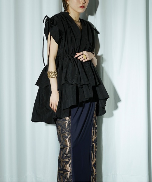 「Ezick」 長袖ブラウス FREE カーキブラウン レディース_画像7