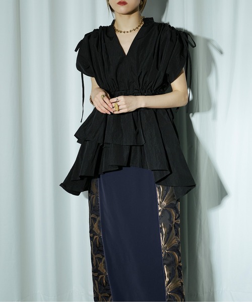 「Ezick」 長袖ブラウス FREE カーキブラウン レディース_画像8