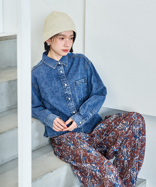 freaks store デニムシャツ s□フリークスストア/FREAKS STORE 七分袖デニムシャツ/ウエスタン