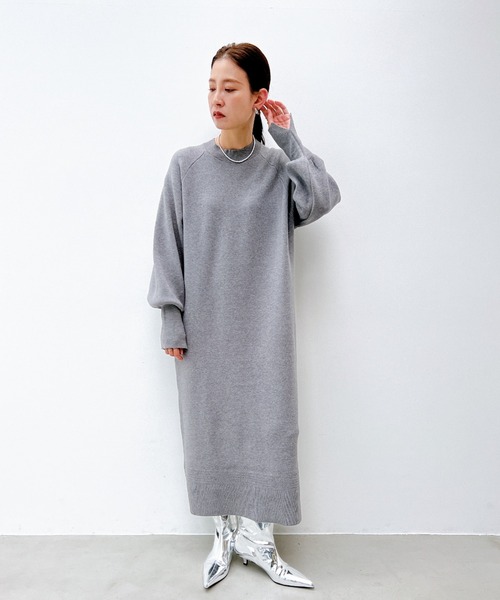 「y/m」 長袖ワンピース FREE 杢グレー レディース_画像3