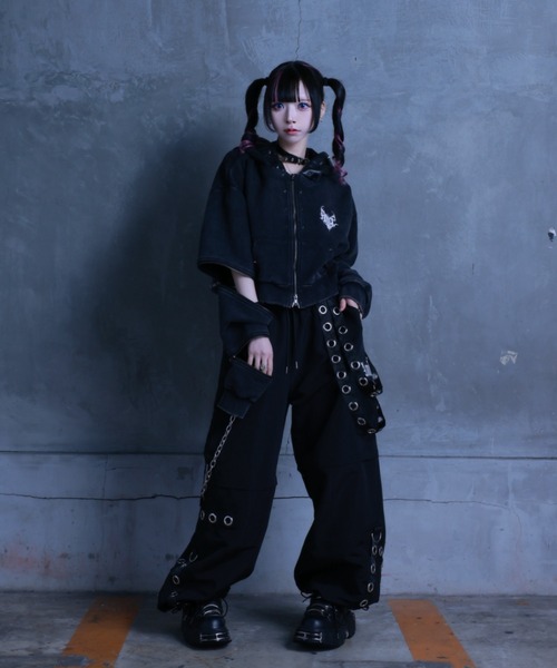 Amilige(アミリージュ) パーカー 猫耳袖ZIPショート丈パーカー Amilige(アミリージュ) パーカー 猫耳袖ZIPショート丈パーカー