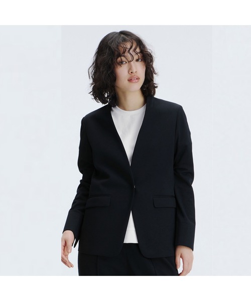 「AOYAMA」 「AnchorWoman」ノーカラージャケット M ネイビー レディース_画像7