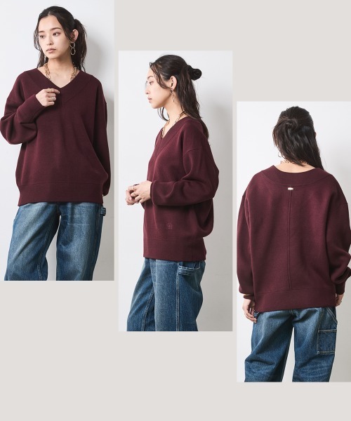 「CHIC STYLE」 長袖ニット 4L ボルドー レディース_画像6
