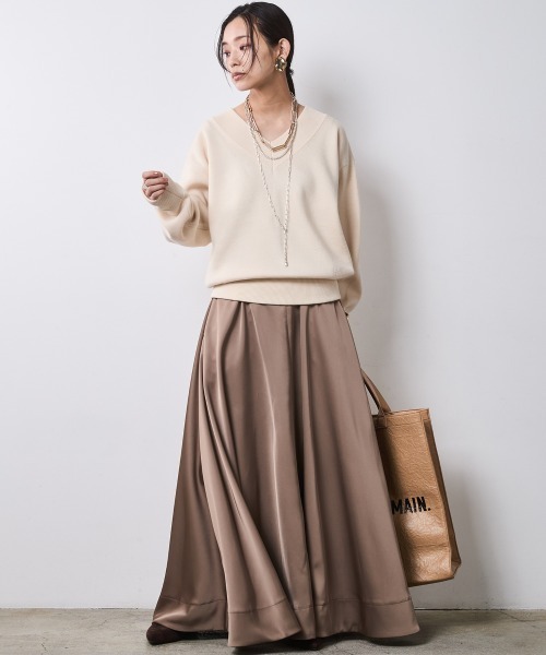 「CHIC STYLE」 長袖ニット 4L ボルドー レディース_画像9