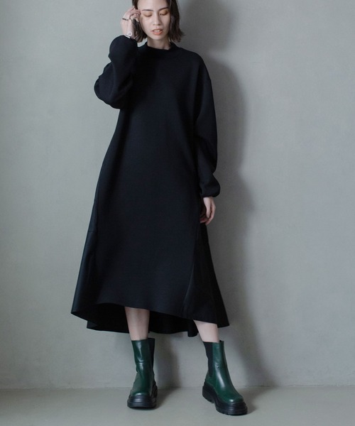 「MARECHAL TERRE」 長袖ワンピース MEDIUM ネイビー レディース_画像2