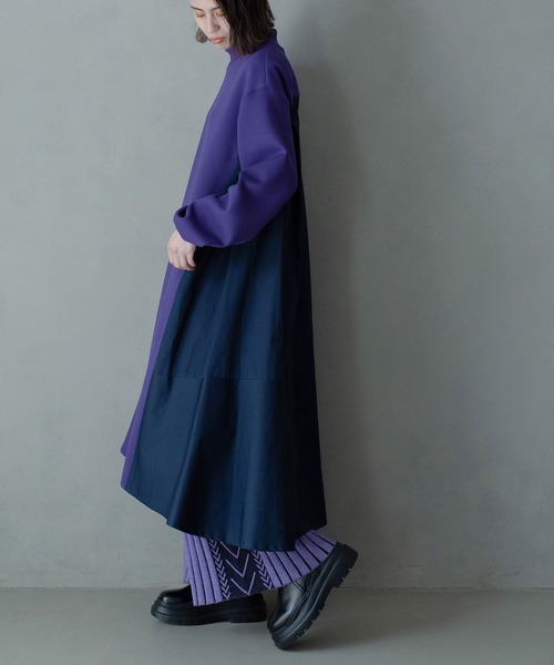 「MARECHAL TERRE」 長袖ワンピース MEDIUM ネイビー レディース_画像3