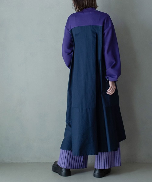 「MARECHAL TERRE」 長袖ワンピース MEDIUM ネイビー レディース_画像4