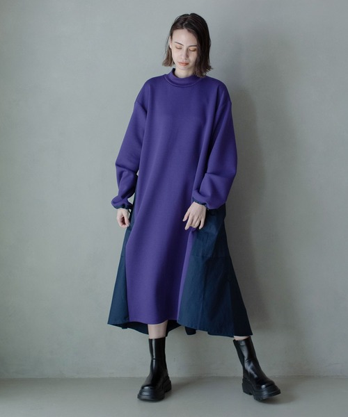 「MARECHAL TERRE」 長袖ワンピース MEDIUM ネイビー レディース_画像6