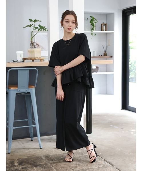 fifth（フィフス） tシャツ 半袖 アシンメトリーフリルデザインプル