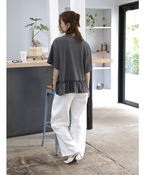 fifth（フィフス） tシャツ 半袖 アシンメトリーフリルデザインプル