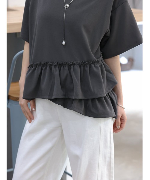 MERGE　フリルデザイン黒　33000円 fifth（フィフス） tシャツ アシンメトリーフリルデザインプルオーバー