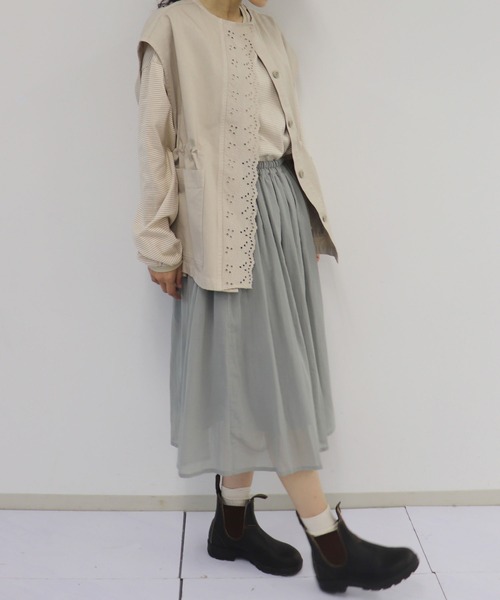 「haupia」 半袖ブラウス MEDIUM カーキ レディース_画像6