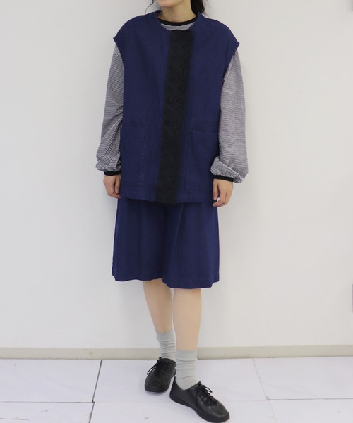 「haupia」 半袖ブラウス MEDIUM カーキ レディース_画像7