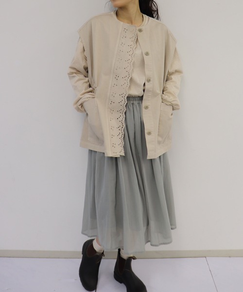 「haupia」 半袖ブラウス MEDIUM カーキ レディース_画像8