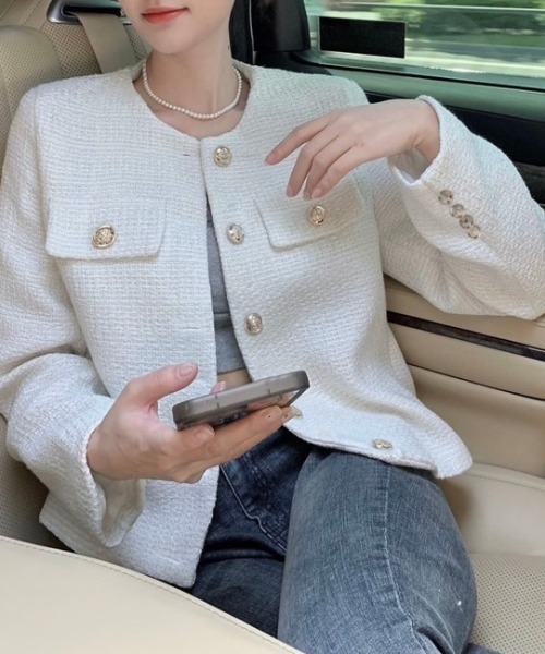 「LADY LIKE」 ジャケット M ホワイト レディース_画像9