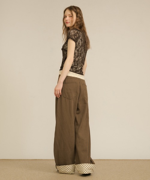 hazyl tシャツ 半袖 lace docking tops / レースドッキングトップス