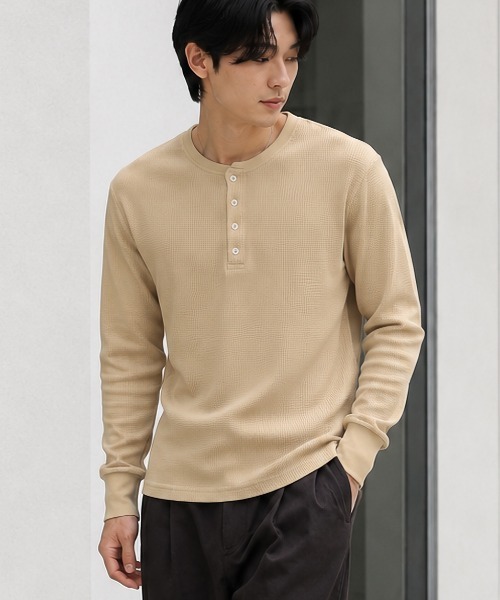 B.I.D. ヘンリーネック tシャツ 「Bl」ヘンリーネックサーマルTシャツ