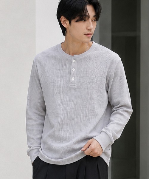 B.I.D. ヘンリーネック tシャツ 「Bl」ヘンリーネックサーマルTシャツ