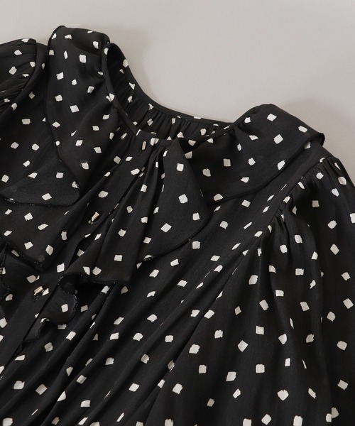 DRESSLAVE ワンピース dot frill plenty dress(スクエアドット柄フリル  