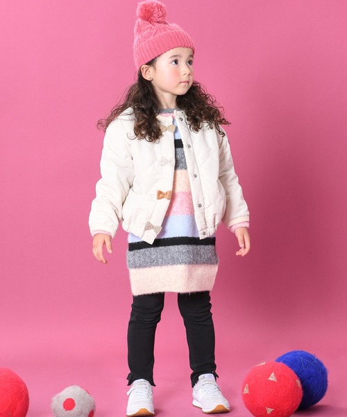 trois lapins kp ノーカラーコート アウター ポリエステルタフタ