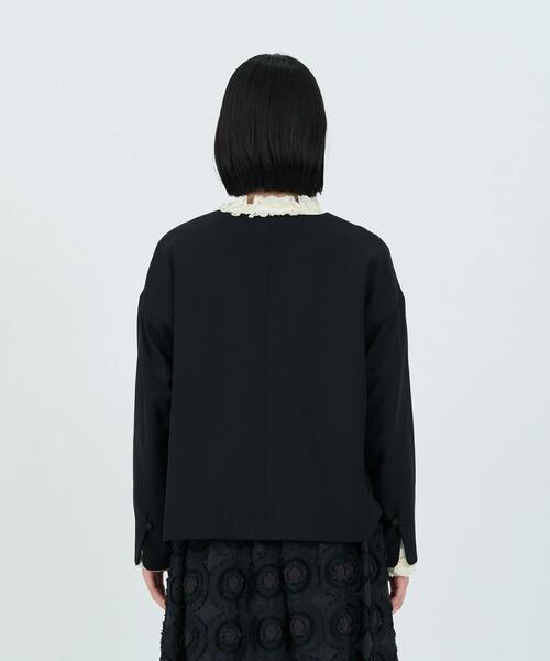 LOISIR ウールジャケット LOISIR ジャケット ノーカラージャケット ウール混ビエラノー