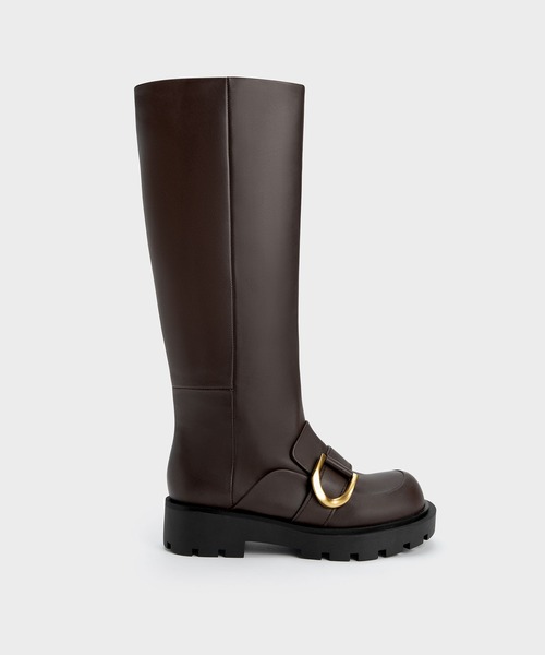 CHARLES ＆ KEITH ブーツ Gabine ガビーヌ ローファーニーハイ