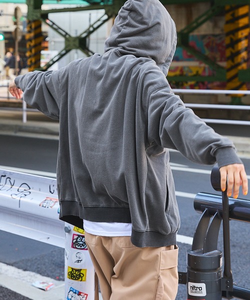 パーカー 裏毛インディゴ染めフルZIPパーカー メンズ レディース
