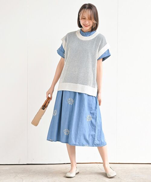 ベスト ジレ 花柄プリントメッシュ編ニットベスト レディース Amazon.co.jp: ベスト ジレ レディース ニットベスト 前開き