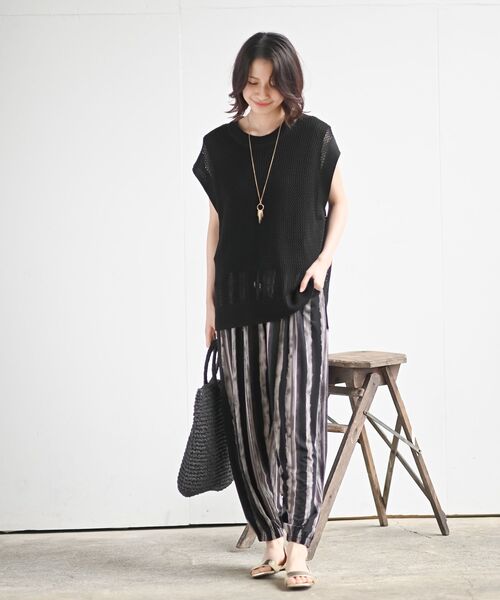 r・p・s ベスト ジレ 透かしメッシュ柄ニットベスト レディース