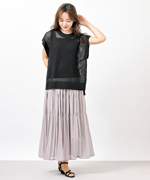 r・p・s ベスト ジレ 透かしメッシュ柄ニットベスト レディース