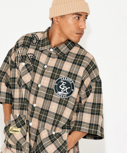 EXAMPLE（エグザンプル） シャツ EXAMPLE EX CHECK BIG SILHOUETTE S/S