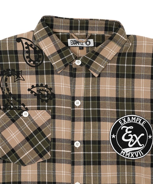 EXAMPLE（エグザンプル） シャツ EXAMPLE EX CHECK BIG SILHOUETTE S/S