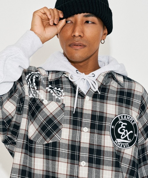 EXAMPLE（エグザンプル） シャツ EXAMPLE EX CHECK BIG SILHOUETTE S/S