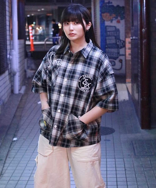 EXAMPLE（エグザンプル） シャツ EXAMPLE EX CHECK BIG SILHOUETTE S/S