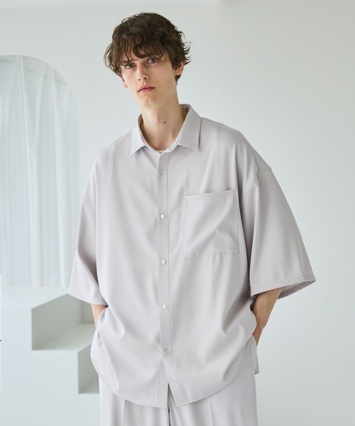 CTHY シャツ ポリストレッチビッグポケットサイドスリットシャツ