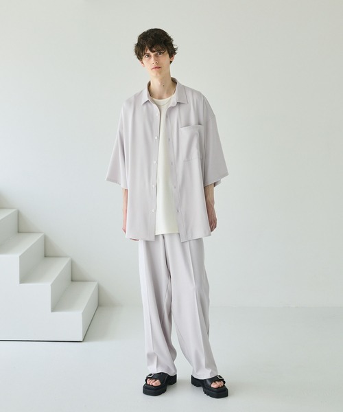 CTHY シャツ ポリストレッチビッグポケットサイドスリットシャツ