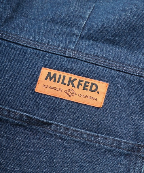 ☆ミルクフェド☆超美品☆両面ロゴストレッチクロップドデニムオーバーオールM☆ MILKFED. オーバーオール サロペット ミルクフェド CORDUROY