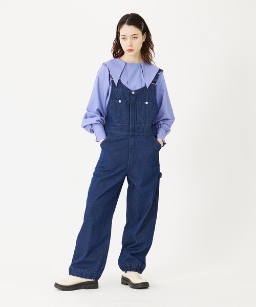 ☆ミルクフェド☆超美品☆両面ロゴストレッチクロップドデニムオーバーオールM☆ MILKFED. オーバーオール サロペット ミルクフェド CORDUROY