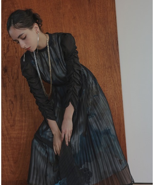 Callarus ドレス 「niaulabTV紹介商品」「Callarus」プリント重ね