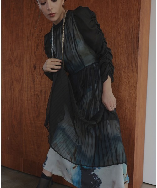 Callarus ドレス 「niaulabTV紹介商品」「Callarus」プリント重ね