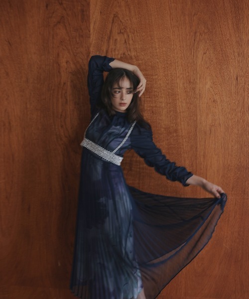 Callarus ドレス 「niaulabTV紹介商品」「Callarus」プリント重ね